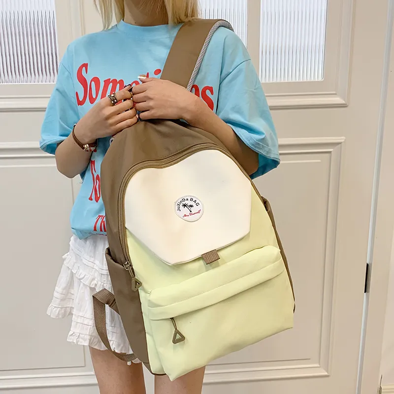 Yalu Nylon Fabric Backpack Unisex Green/Blue/Navy Blue/Pink-3