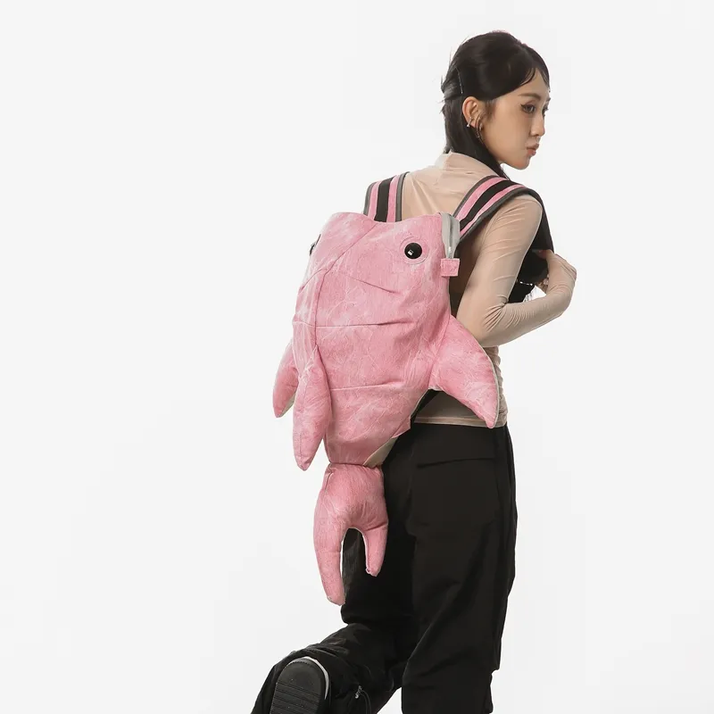 Yalu Canvas Backpack Unisex Light Gray/Dark Gray/Blue/Pink-27