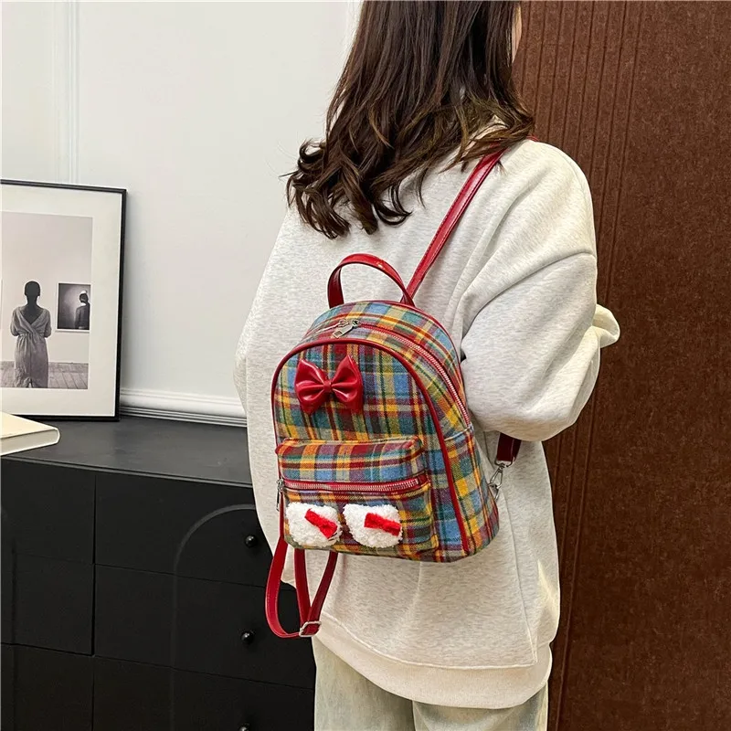 Yalu Woolen Backpack Regular Women's Red-2