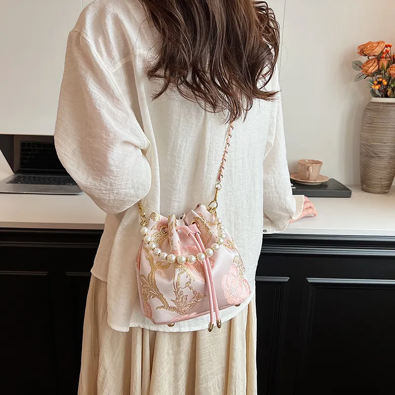 Yalu PU Bucket Bag, Crossbody Handbag Women's White/Ecru/Sky Blue/Pink-4