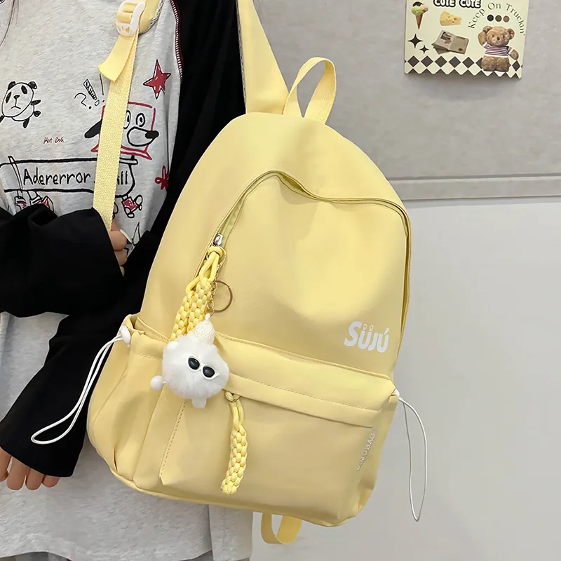 Yalu Nylon Backpack Unisex Black/Burgundy/Yellow/Light Blue/Pink-6