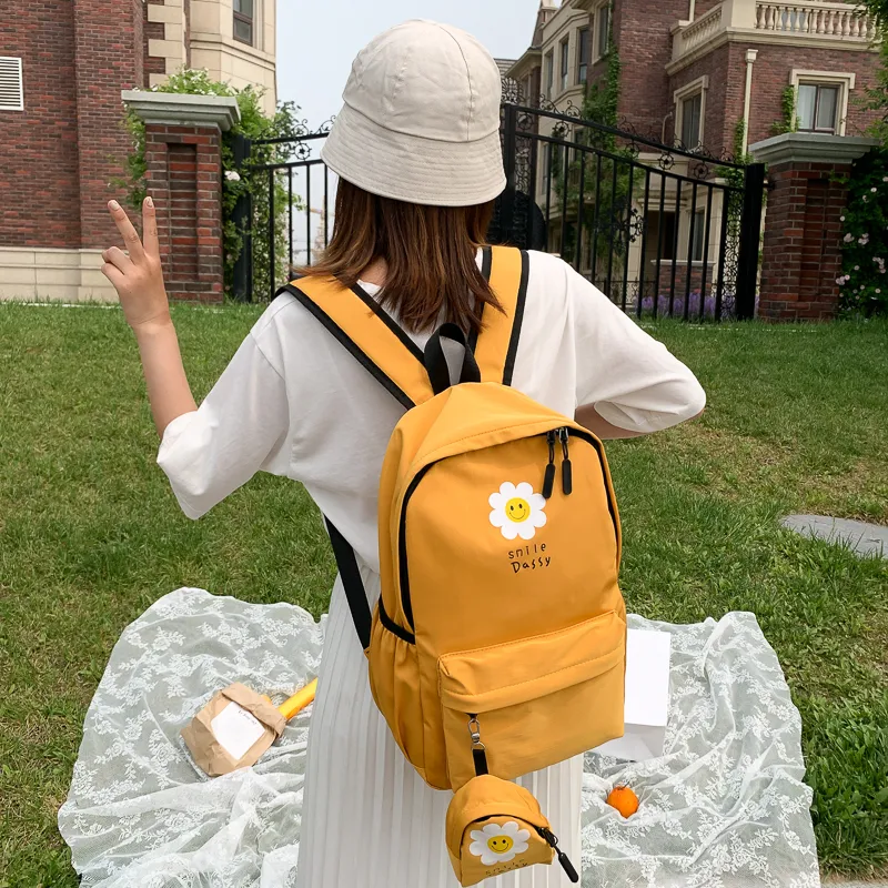 Yalu Canvas Backpack Unisex Black/Pink/Watermelon Red/Yellow/Green/Blue-20