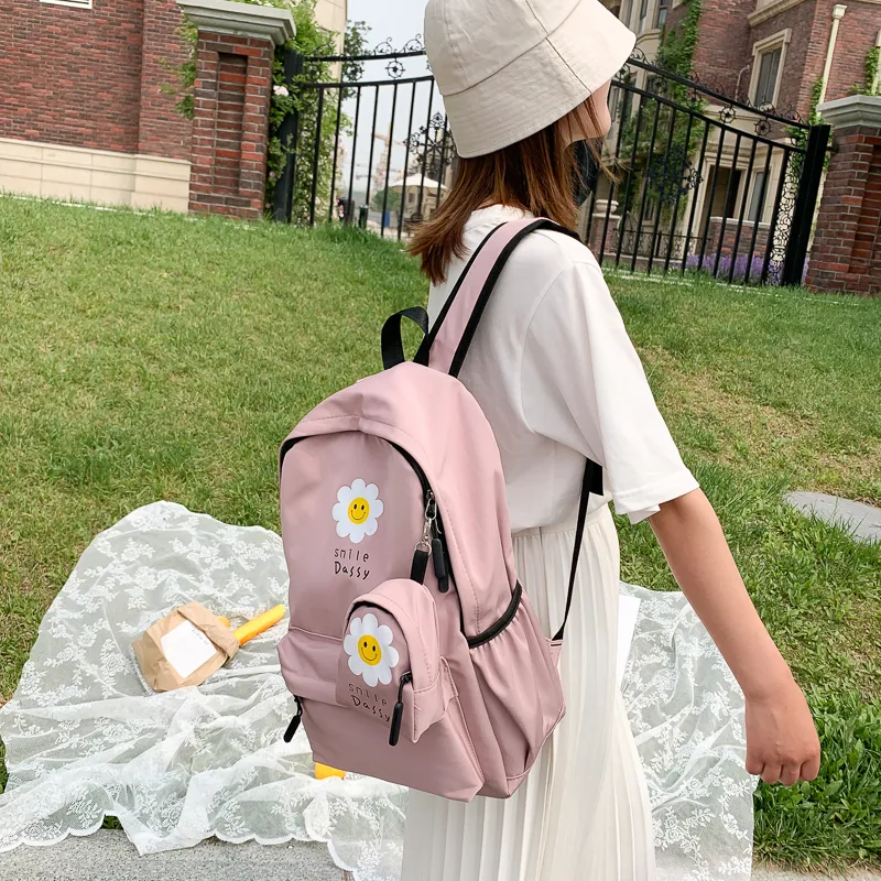 Yalu Canvas Backpack Unisex Black/Pink/Watermelon Red/Yellow/Green/Blue-8