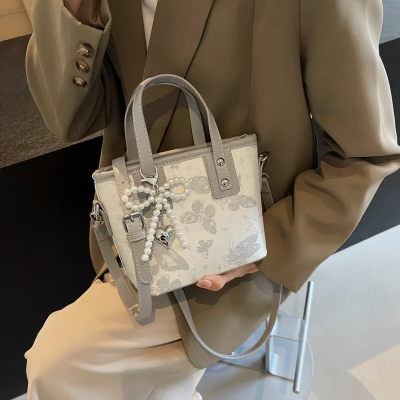 Yalu PVC Crossbody Bag Regular Unisex Ecru/Silver/Pink-11