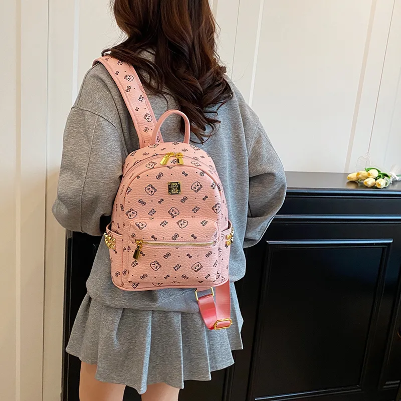 Yalu PU Backpack Tubas Women's Brown/White/Pink/Black-17