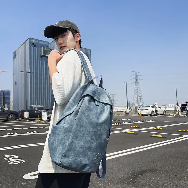 Yalu PU Backpack Unisex White/Gray/Black/Pink/Army Green/Blue-21