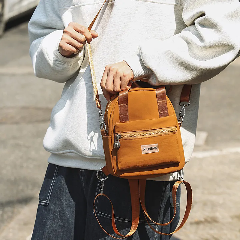 Yalu Nylon Backpack Regular Unisex Gray Orange/Gray Pink/Gray Yellow/Ecru/Black/Coffee/Light Blue-16