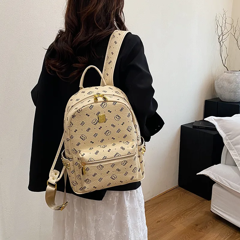 Yalu PU Backpack Tubas Women's Brown/White/Pink/Black-9