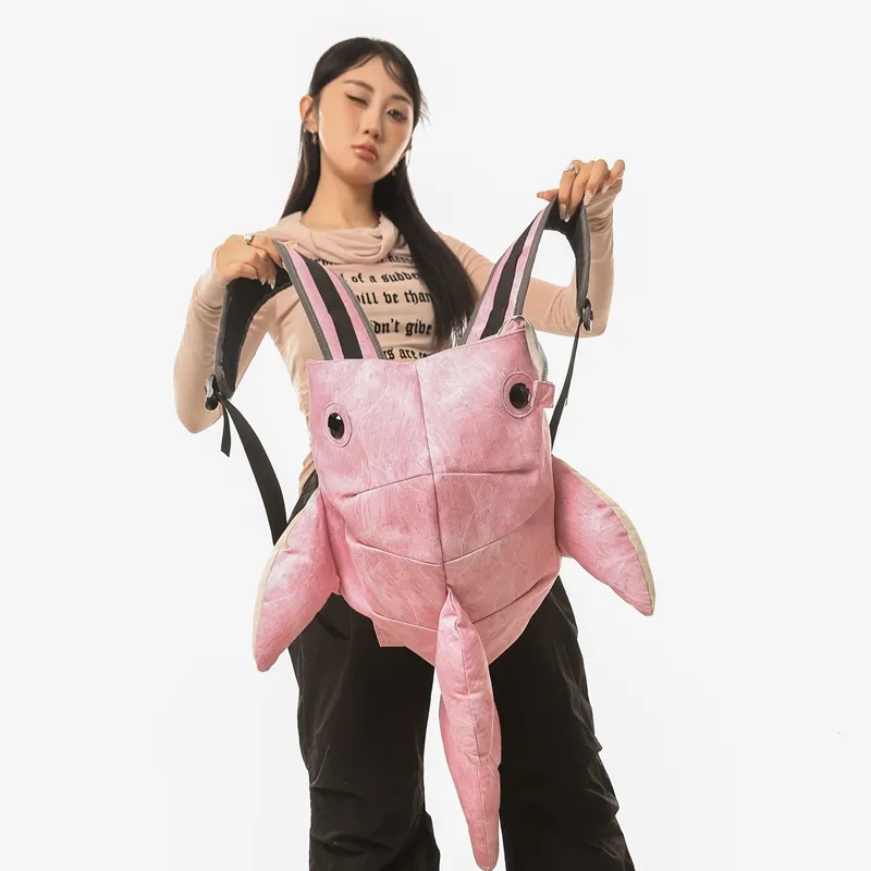 Yalu Canvas Backpack Unisex Light Gray/Dark Gray/Blue/Pink-24