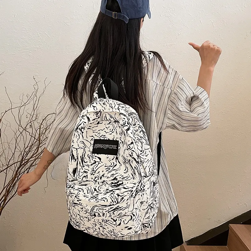 Yalu Nylon Backpack Unisex White/Black/Pink/Light Blue-1