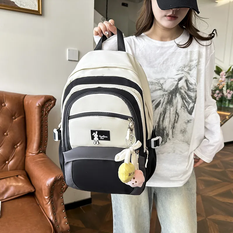 Yalu Nylon Backpack Regular Unisex Black/Green/Pink-2