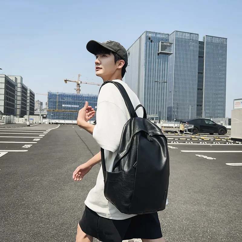 Yalu PU Backpack Unisex White/Gray/Black/Pink/Army Green/Blue-11