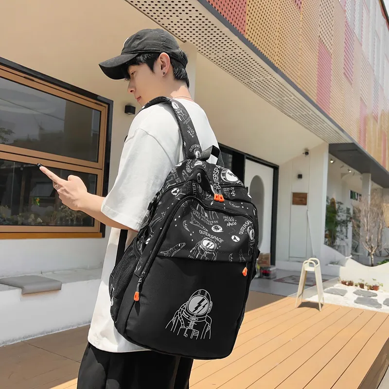 Yalu Nylon Backpack Unisex White/Black/Khaki-8