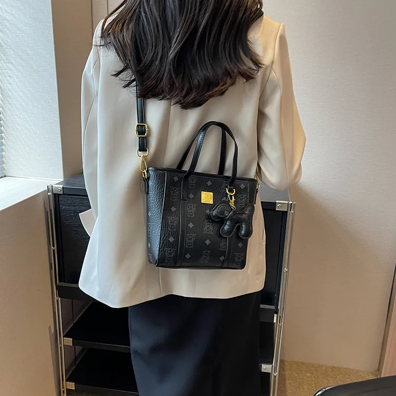 Yalu PU Tote Shoulder Bag, Crossbody Bag, Handbag Unisex Ecru/Black/Pink/Brown-7