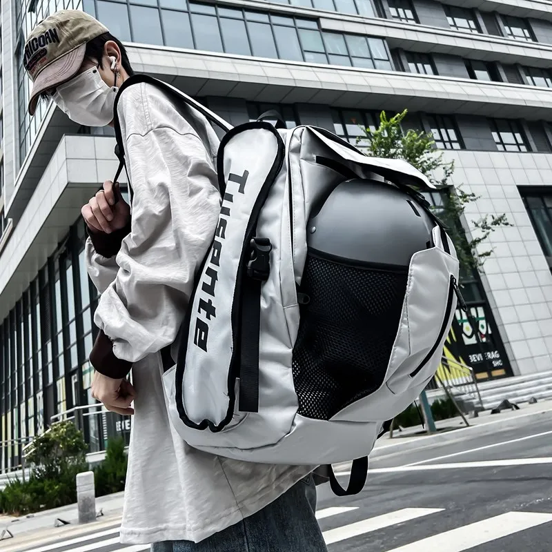 Yalu Oxford Backpack Unisex Light Gray/Dark Gray/Black/Red-5