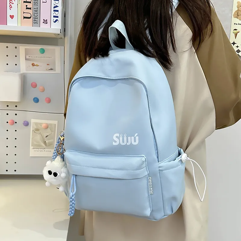 Yalu Nylon Backpack Unisex Black/Burgundy/Yellow/Light Blue/Pink-9