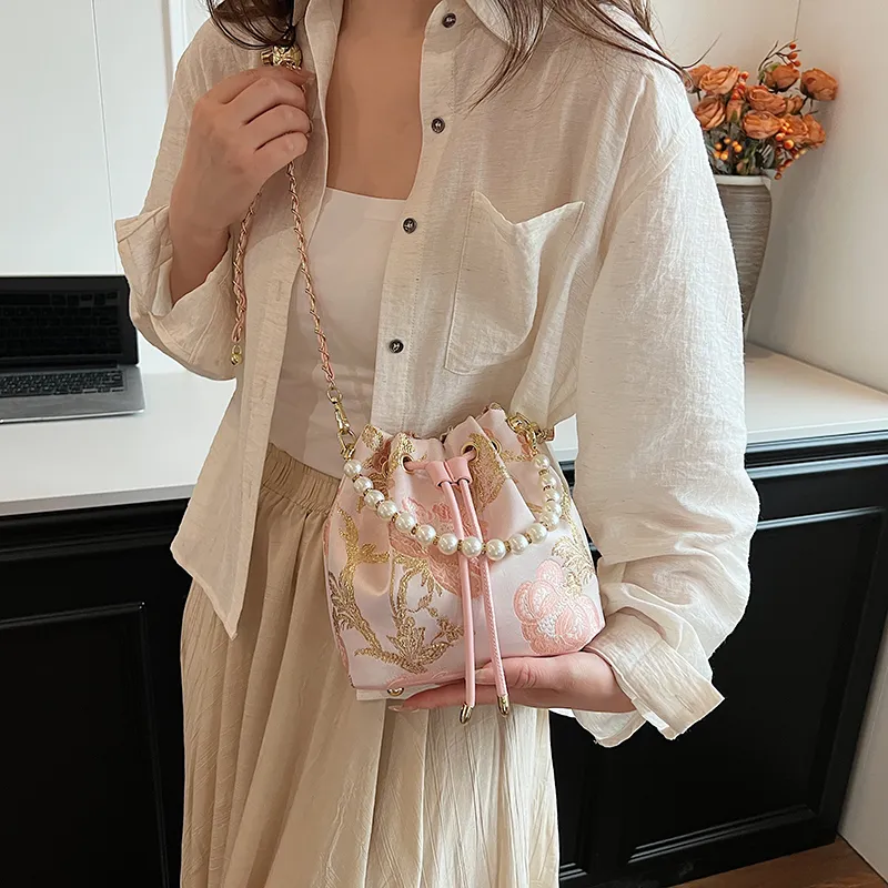 Yalu PU Bucket Bag, Crossbody Handbag Women's White/Ecru/Sky Blue/Pink-1