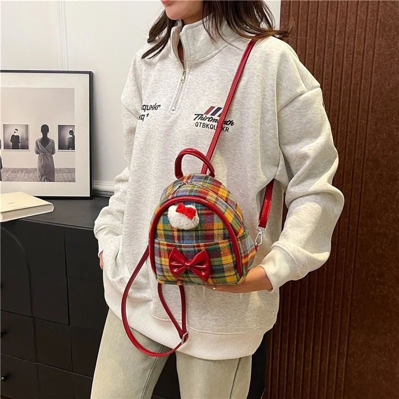 Yalu Woolen Backpack Regular Women's Red-8