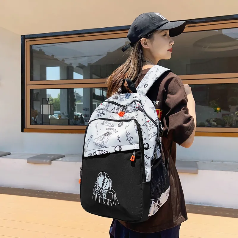 Yalu Nylon Backpack Unisex White/Black/Khaki-1
