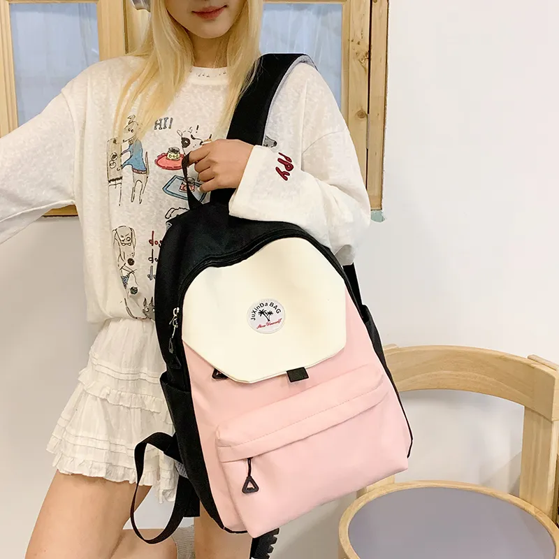 Yalu Nylon Fabric Backpack Unisex Green/Blue/Navy Blue/Pink-24