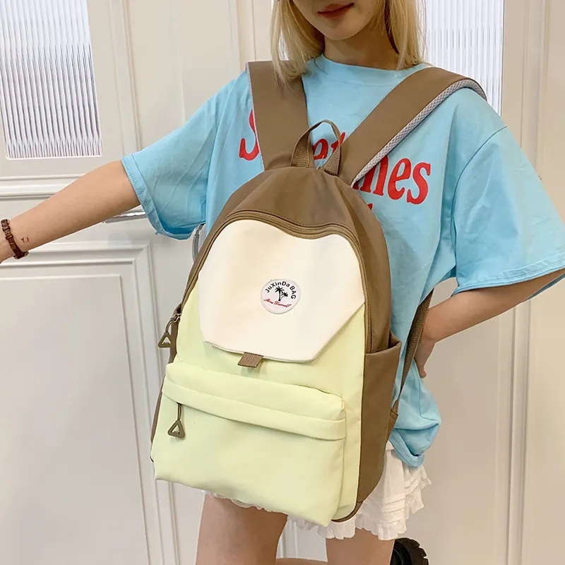 Yalu Nylon Fabric Backpack Unisex Green/Blue/Navy Blue/Pink-4