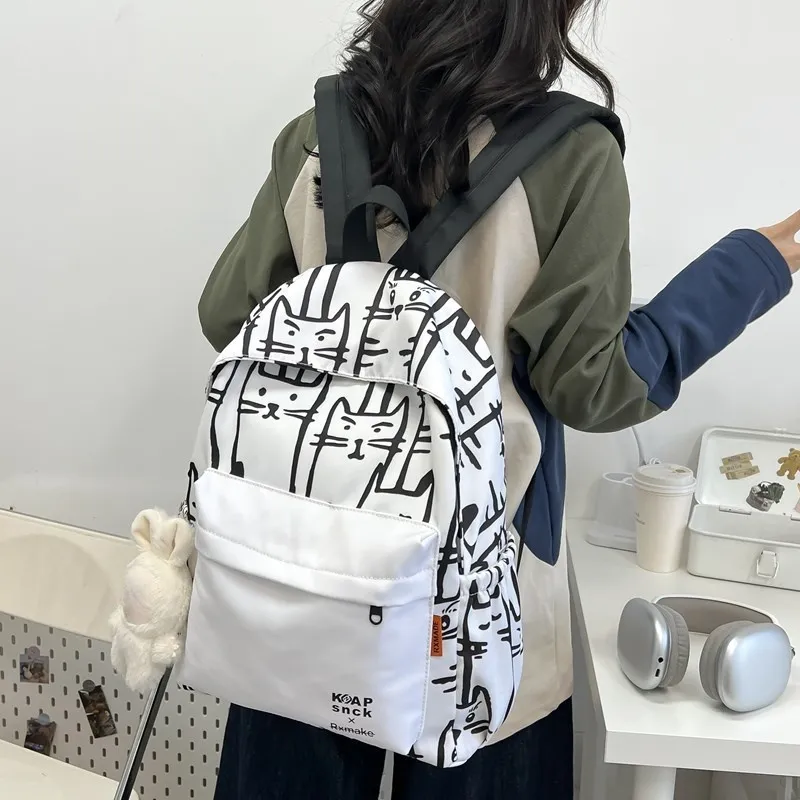 Yalu Composite Cloth Backpack Regular Unisex Gray/Black/Pink-6
