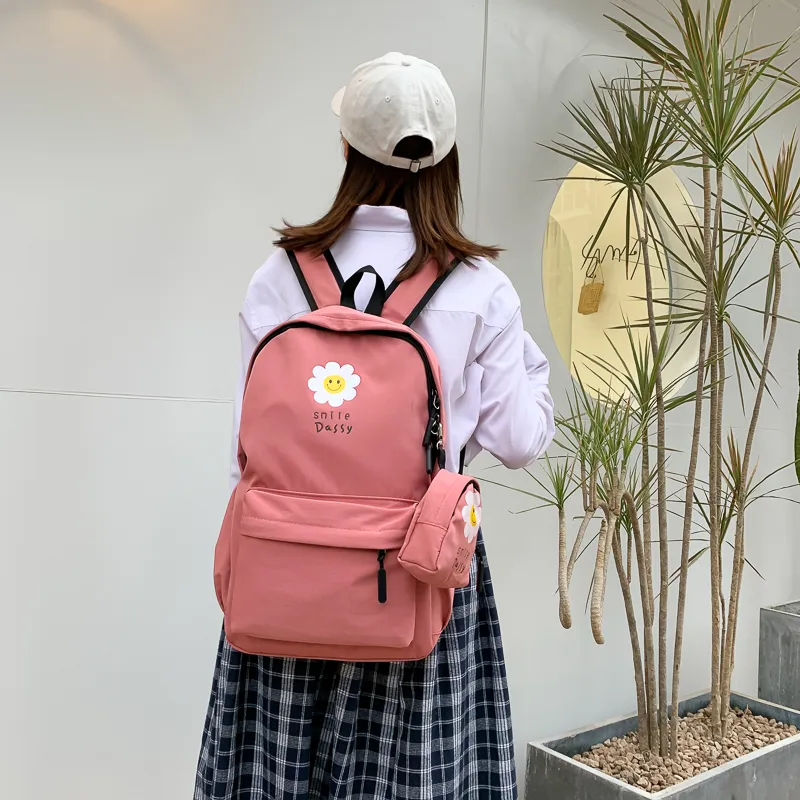 Yalu Canvas Backpack Unisex Black/Pink/Watermelon Red/Yellow/Green/Blue-15