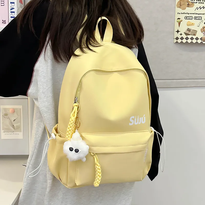 Yalu Nylon Backpack Unisex Black/Burgundy/Yellow/Light Blue/Pink-4
