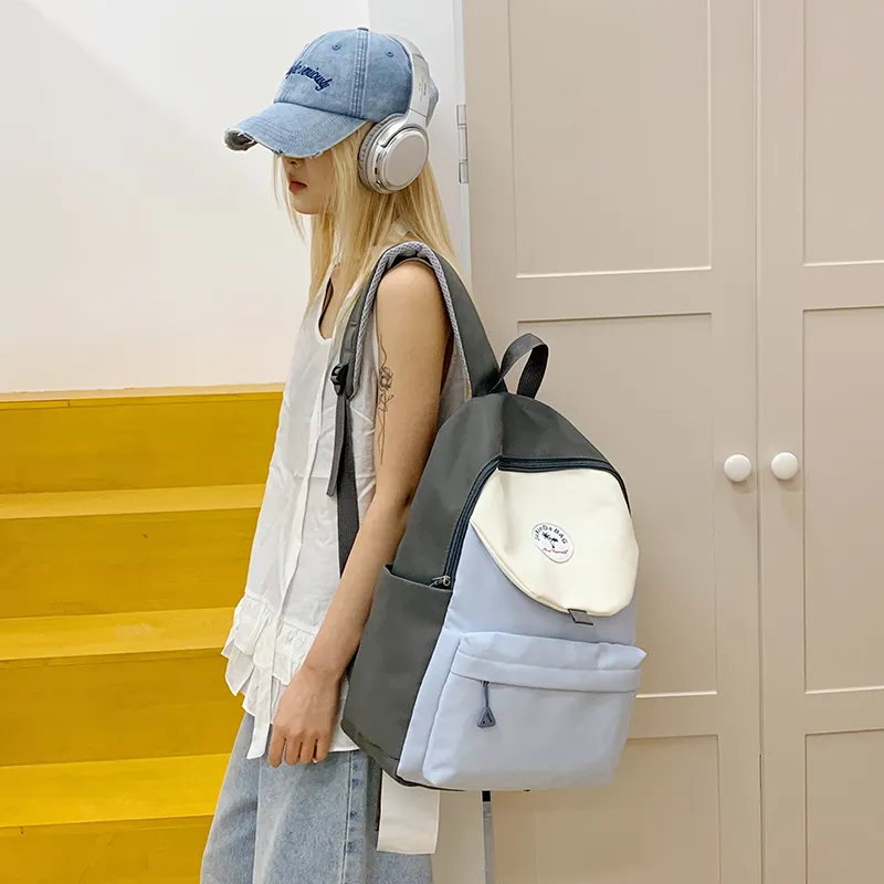 Yalu Nylon Fabric Backpack Unisex Green/Blue/Navy Blue/Pink-11