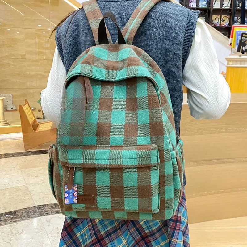 Yalu Nylon Backpack Unisex Black/Red/Blue/Green/Coffee-10