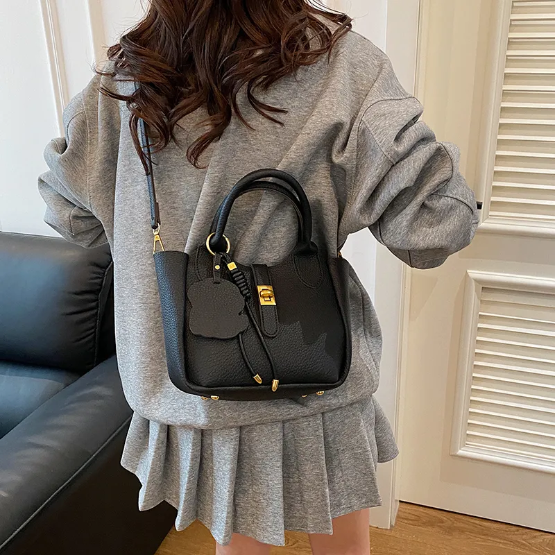 Yalu PU Shoulder Bag, Crossbody Bag, Handbag Unisex Ecru/Gray/Black/Pink-15