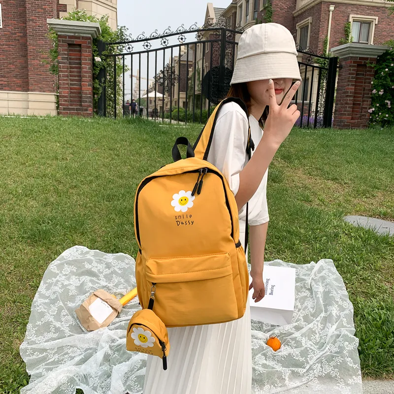 Yalu Canvas Backpack Unisex Black/Pink/Watermelon Red/Yellow/Green/Blue-21