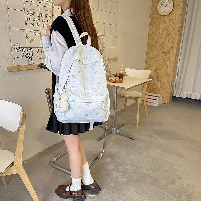 Yalu Nylon Backpack Regular Unisex Blue-3