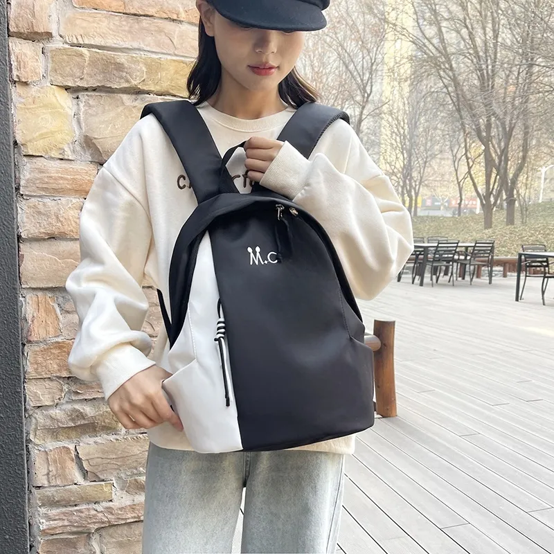 Yalu Nylon Fabric Backpack Unisex Black/Yellow/Orange/Green/Blue-4