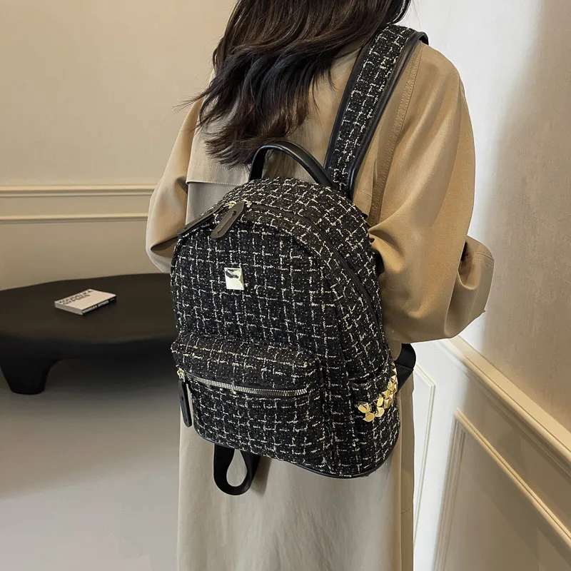 Yalu Polyester Cotton Blend Backpack Unisex White/Black-9