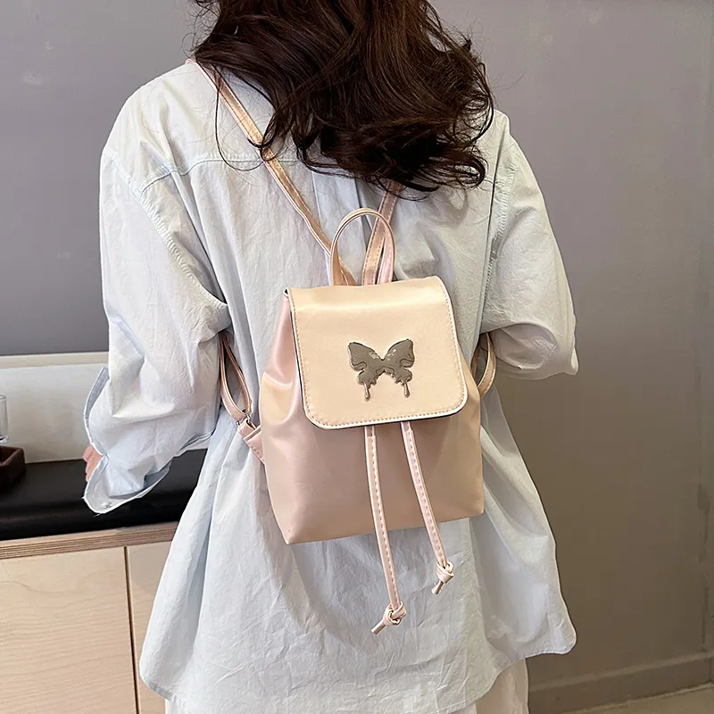 Yalu PU Backpack Unisex Pearl Pink/Pearl White/Pearl Silver-4