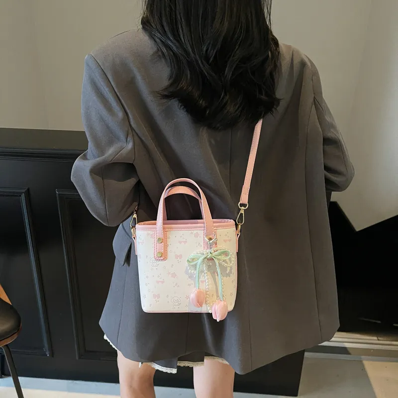 Yalu PU One Shoulder Handbag Unisex Yellow/Pink-8