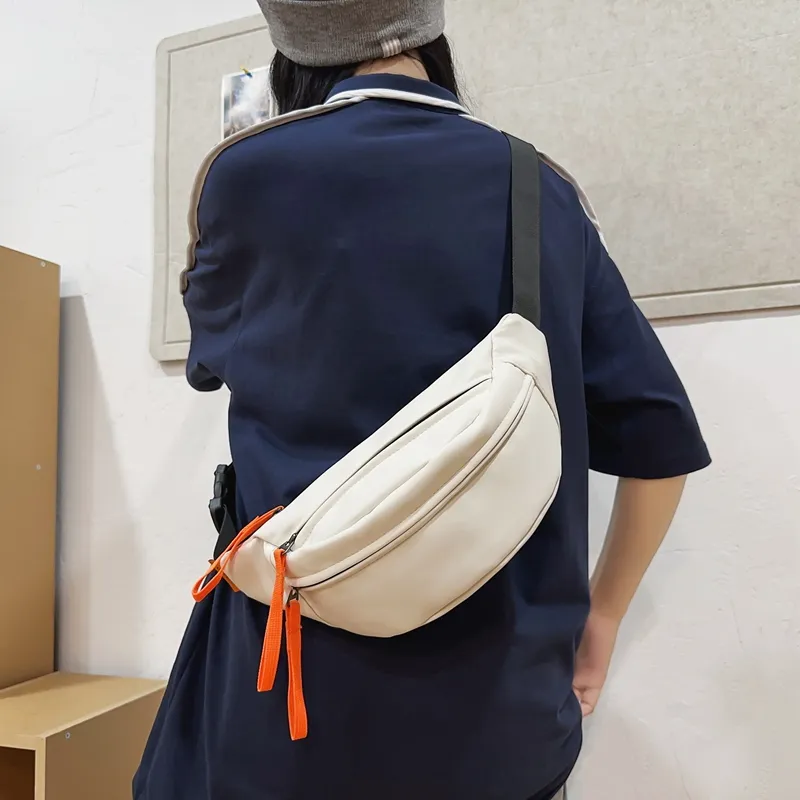 Yalu Nylon Sling Bag Unisex Ecru/Black/Orange Red/Khaki/Peacock Blue-2
