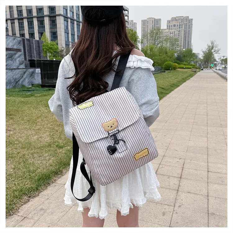 Yalu Oxford Backpack Unisex White-3