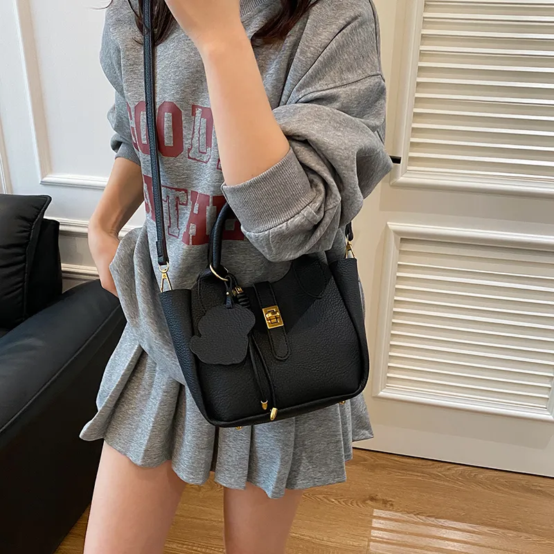 Yalu PU Shoulder Bag, Crossbody Bag, Handbag Unisex Ecru/Gray/Black/Pink-12