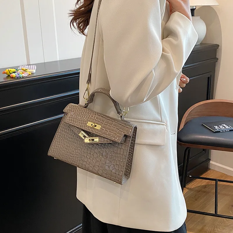 Yalu PU Kelly Bag, Shoulder Bag, Crossbody Bag, Handbag Women's White/Black/Khaki-15