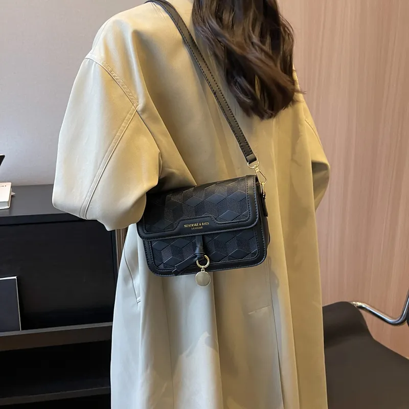 Yalu PVC Shoulder Bag, Crossbody Bag Unisex White/Black/Khaki & White/Black & White/Pink & White-10