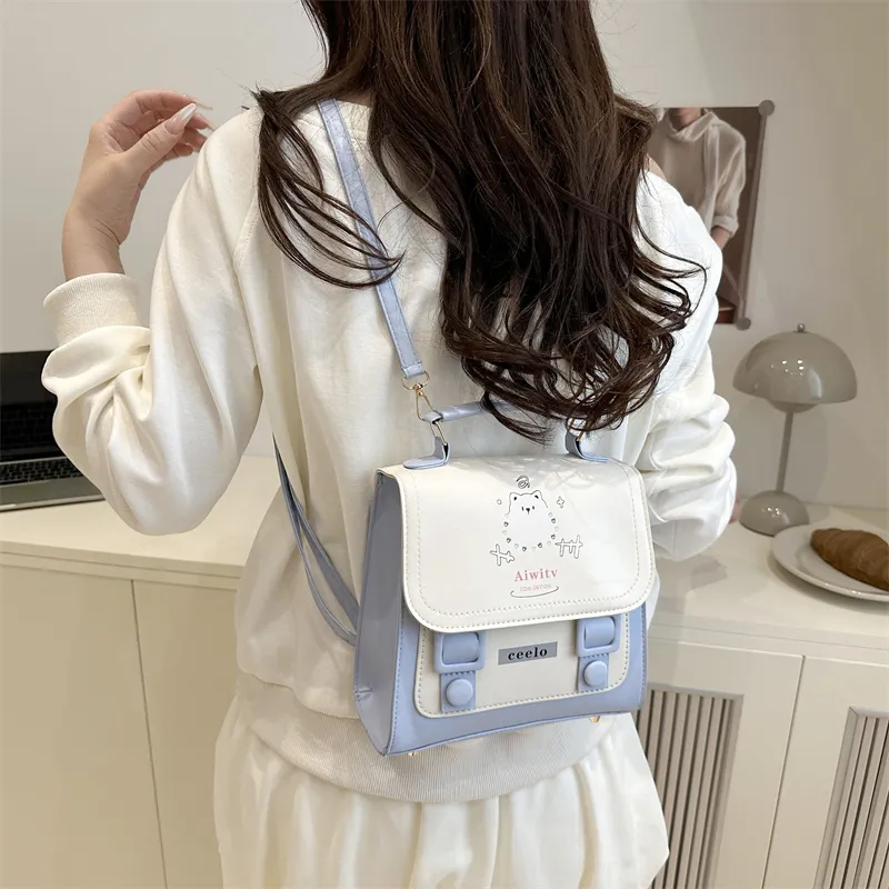 Yalu PU Backpack Unisex Blue/Pink-2
