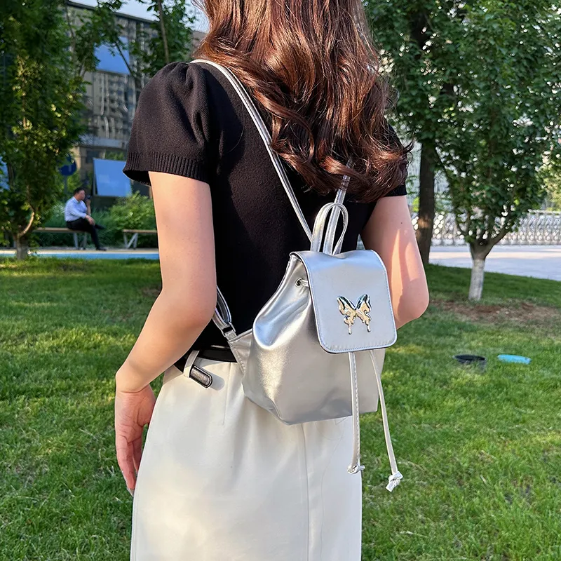 Yalu PU Backpack Unisex Pearl Pink/Pearl White/Pearl Silver-15