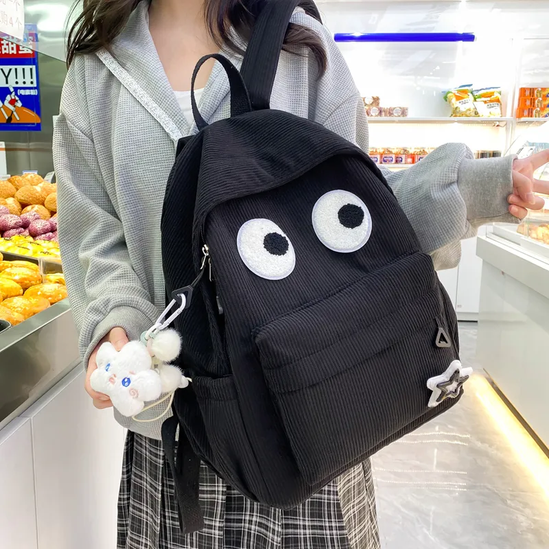 Yalu Nylon Backpack Unisex White/Black/Yellow/Dark Brown/Black Green-4
