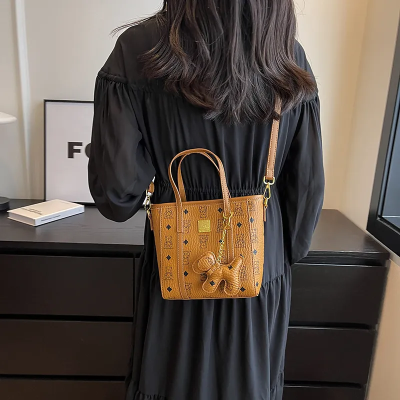 Yalu PU Tote Shoulder Bag, Crossbody Bag, Handbag Unisex Ecru/Black/Pink/Brown-18