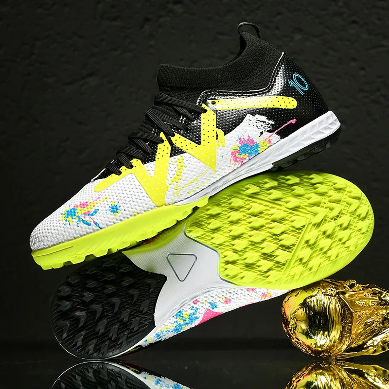 Kuding Soccer Shoes Unisex Low Top Pink/White Gray/White/Neon Green-51