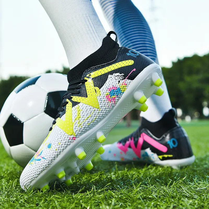 Kuding Soccer Shoes Unisex Low Top Pink/White Gray/White/Neon Green-21
