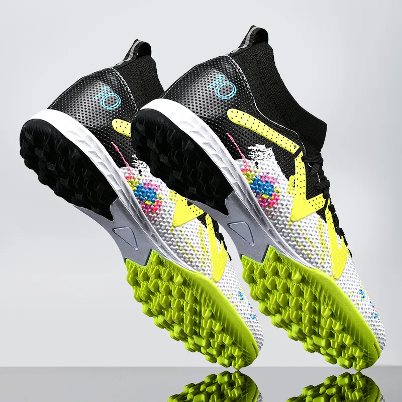 Kuding Soccer Shoes Unisex Low Top Pink/White Gray/White/Neon Green-50