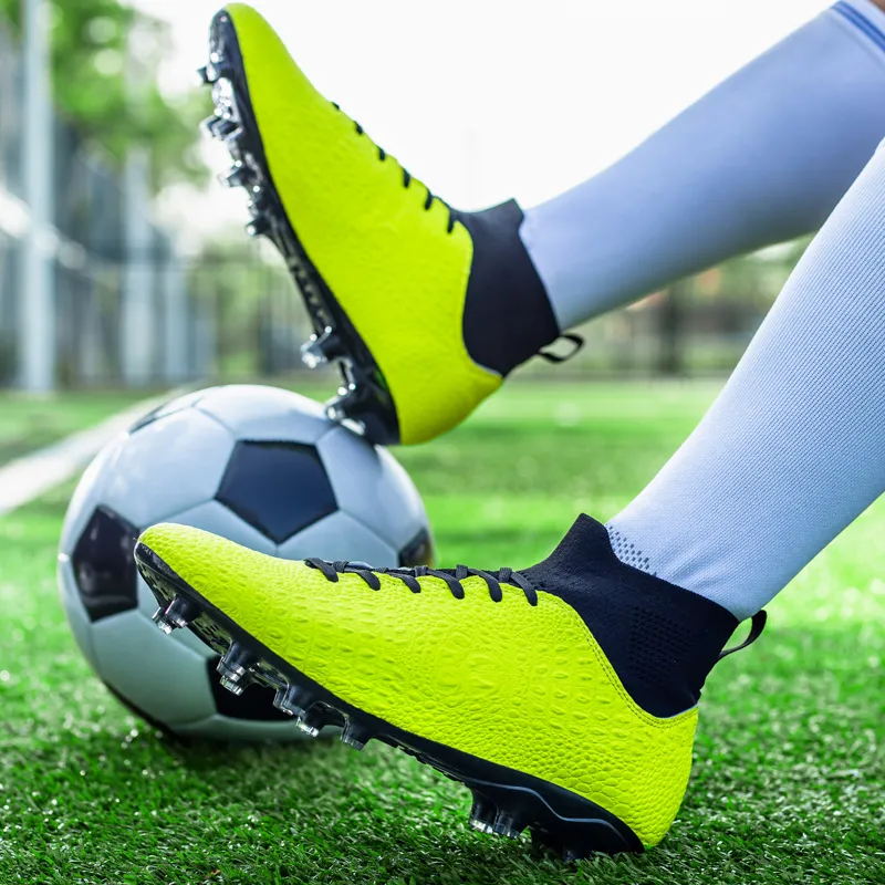 Kuding Soccer Shoes Unisex High Top Black/Aqua/Green/Royal Blue-8